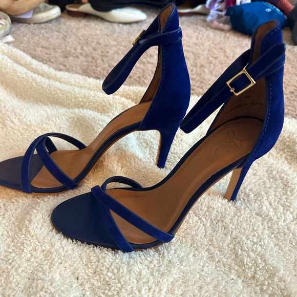 Joie Suede Blue Heels with Ankle Strap - Picture 1 of 4